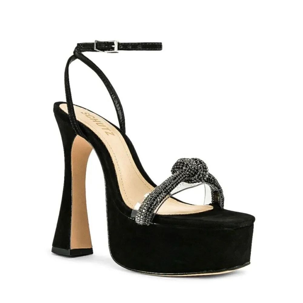 Peaky Platform Sandal in Transparente & Black
Schutz Size 7.5